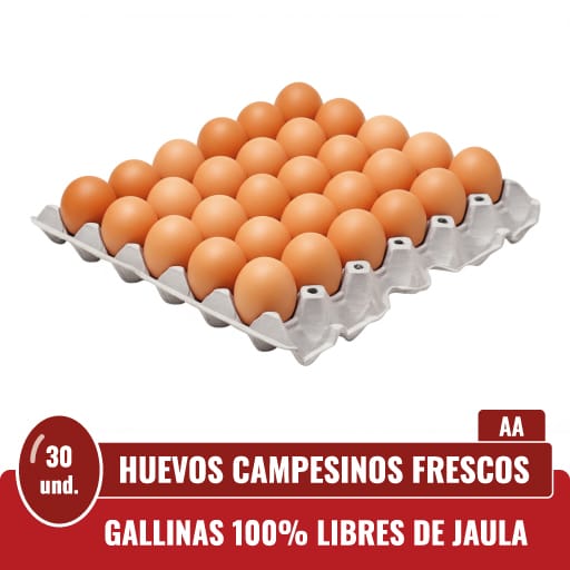 Presentación de 30 huevos frescos tipo AA