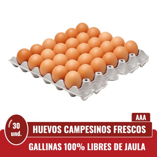 Presentación de 30 huevos frescos tipo AAA